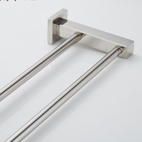 Porte-serviettes double, 60 cm Barre de serviette en acier inoxydable adhésif ou mural  , Support salle de bain Cuisine B (1/4)