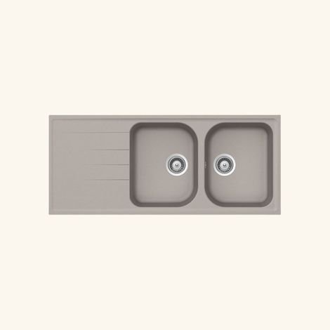 Évier granit gris béton Schock VIOLA 2 bacs 1 égouttoir (1/2)