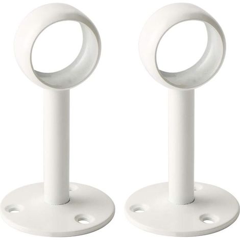 Support de tringle à rideaux 2 pièces – Acier inoxydable blanc brillant – Diamètre 26 mm – Installation plafond avec 3 trous (1/5)