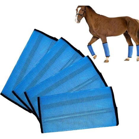 Guêtres anti-mouches pour chevaux Lot de 4 protections ajustables en mesh Protège-Jambes pour Entraînement Compétition Randonnée Équestre Soins Équins Extérieur Pâturage (1/5)