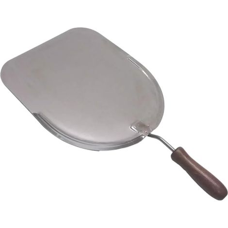 Pala per Pizza in Acciaio Inox, 30x33 cm, Manico Corto in Legno, per Forni a Legna, Made In Italy