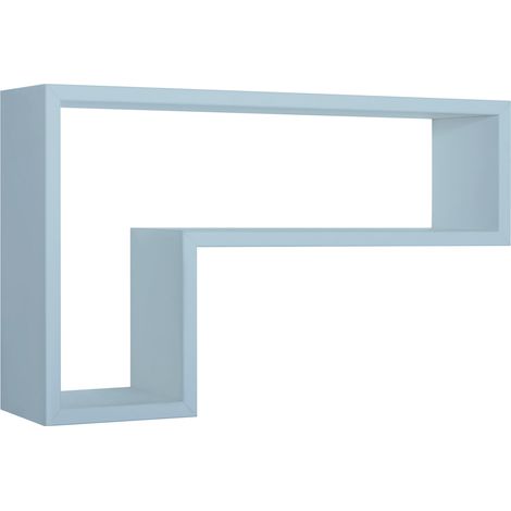 Mensola da Parete a Forma di L 61x37x15,5 cm in Fibra di Legno Lettera Blu Baltico (1/5)