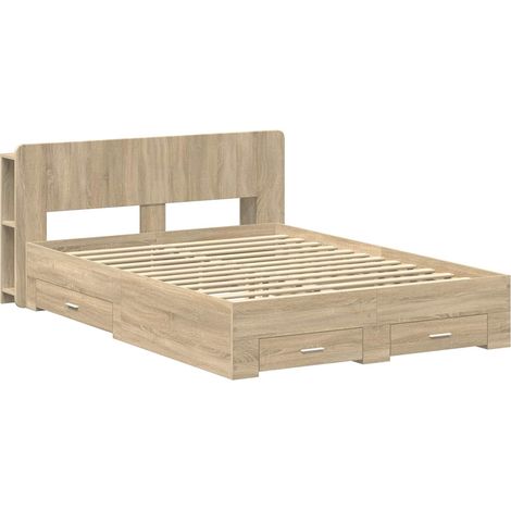 Maison Exclusive - Telaio del letto con storage Rovere Sonoma 150 x 200 cm (1/5)