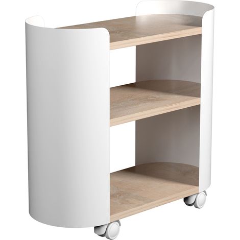 Desserte de cuisine oblongue en métal blanc sur roulettes – Dimensions 58 x 25 x 50 cm – Idéale pour rangement salle de bain – Gelco Design