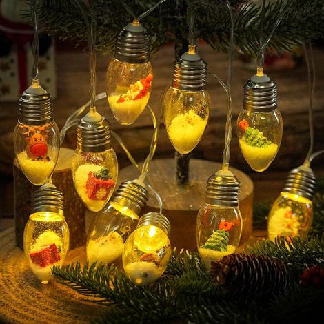 Guirnalda de luces navideñas, 10 LED, 2 metros de largo, con cinco diseños diferentes. (1/5)