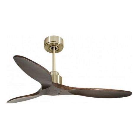 Tenerife de KlassFan - Super destratificateur et ventilateur DC 132 cm Laiton pales bois sombre sans Lumière  25 à 40 m²