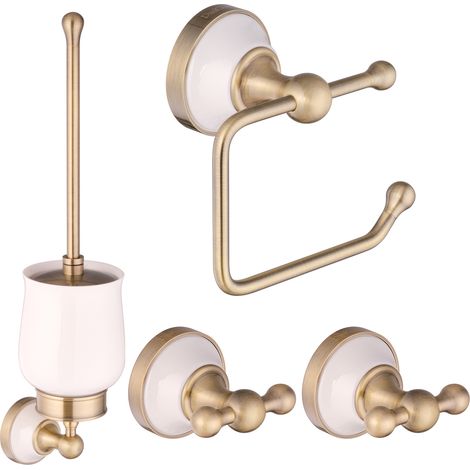 PaulGurkes Bad-Accessoires Set Nostalgie Retro Keramik Bronze Messing Set (1/5)