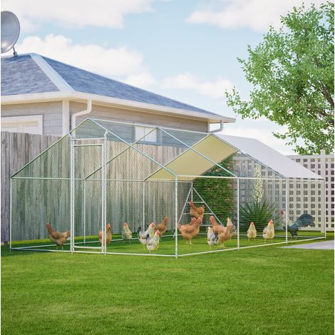Gallinero metálico 3x6 m con techo, estructura reforzada y escalera para gallinas OKWISH (1/5)