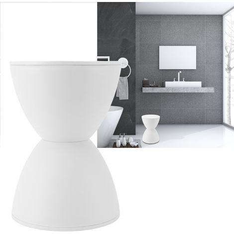 Tabouret Rond Moderne Style Nordique Blanc pour Salle de Bain et Dressing