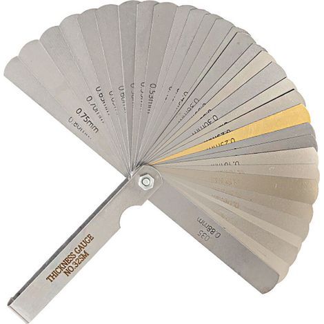 Jauge d'Épaisseur Feeler Gauge jeu de cale mecanique 32PCS + Jauge d'Épaisseur Coudeé 16 Lames Tout en Acier Inoxydable avec Métrique/Impérial Unité (1/3)