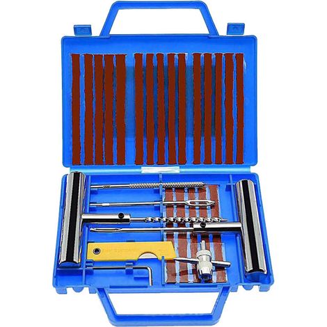 38-teiliges Reifenreparaturset, Reparaturset mit Einweghandschuhen, Werkzeugset zur Reparatur von schlauchlosen Reifen (1/4)