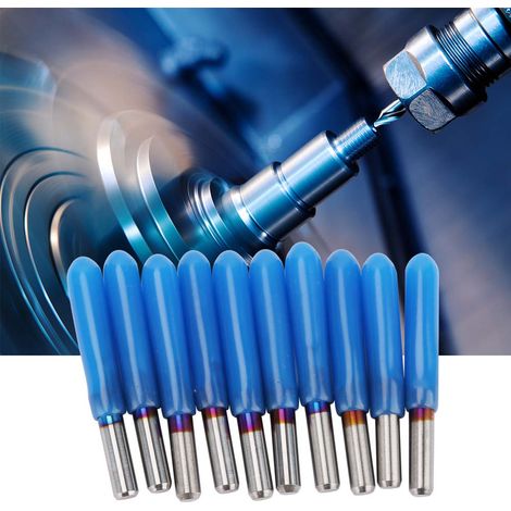 Fraise en acier tungstène pour défonceuse CNC, revêtement bleu, 3,175 (30°), jeu de fraises pour gravure sur bois (0,8 mm) (1/5)