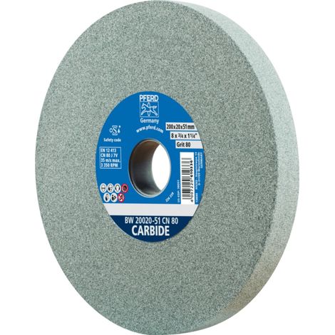 PFERD TOOLS Schleifbockscheibe Ø 200x20mm Bohrung-Ø 51 mm SiC80 für harte Materialien z.B. Hartmetall (1/4)