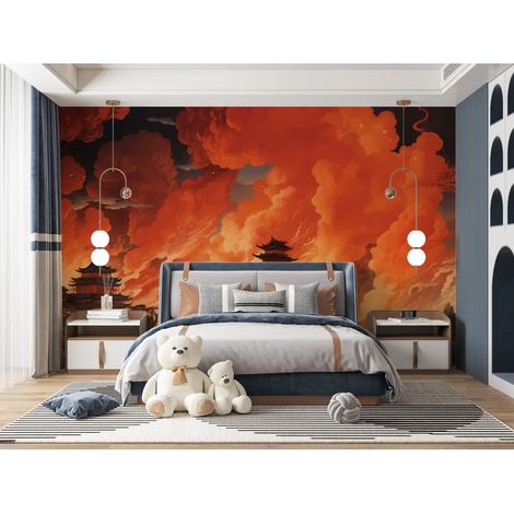 Papier peint japonais temple en flammes 1 - 150 x 250 cm (1/2)