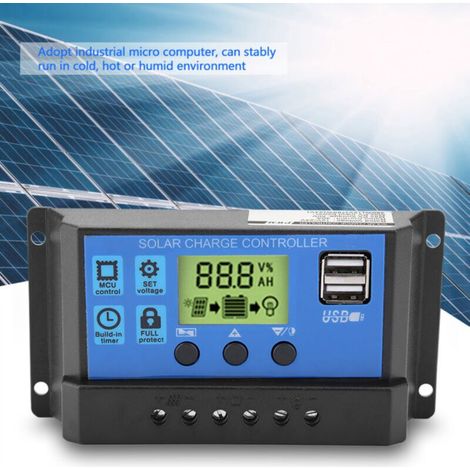 12V/24V USB PWM Solar Controller, Battery Regulator for Solar Panel, LCD Screen, Overload, Overcurrent Protection (YJSS-30A) (1/5)