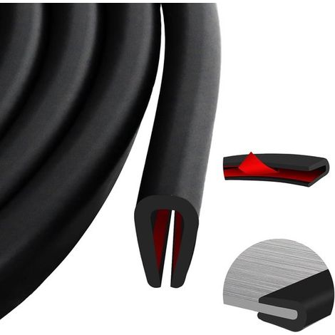 Profilé de protection en U en caoutchouc, longueur 3 m, épaisseur 2 mm, pour bords de porte, angles et tôles, noir (1/5)