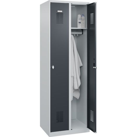 C+P Armoire à casiers Basis PLUS, 2 compartiments, 1850x600x500mm, 7035/7016 (1/5)