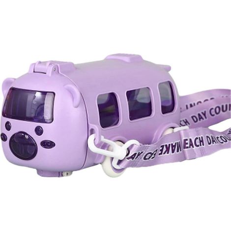 Gourde de 500 ml pour enfants avec paille, gourde de voyage pour tout-petits avec bandoulière (violette) (1/2)