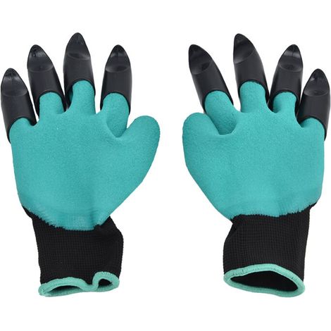 Gants de Jardinage Professionnels avec Griffes en Plastique ABS, 4 Griffes Résistantes, Matière PU et Coton, Taille Unique, Paire de Gants pour Travaux de Jardin, Plantation et Désherbage (1/5)