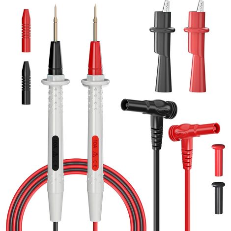 Kit de fils de Test multimètre, fiche banane avec pinces crocodile à pression, sondes tranchantes de précision, sondes de Test électriques numériques 1000V 10A (1/4)