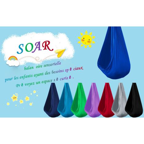 Altalena sensoriale per bambini, amaca girevole a 360° per interni/esterni, altalena elastica, sedia sospesa terapeutica, 280 x 150 cm (Blu Lago) Accessori inclusi (1/4)