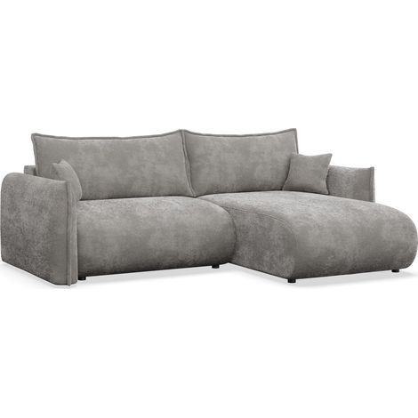 Selsey Cushi – Ecksofa mit Schlaffunktion, Ottomane rechts, Grau-Chenille (1/5)
