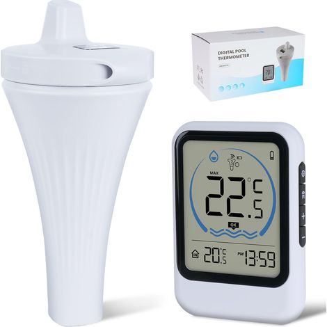 Thermomètre Pour Piscine, Thermometre Piscine Connecté Wifi De Température D'eau LCD Avec Récepteur Numérique Exterieur Interieur, Portée Jusqu'à 80 M, Thermometre De Bain Pour Spa, Jacuzzis (1/5)