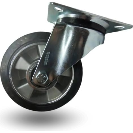 Roue pivotante, ensemble pour chariot, 160 mm, 350 kg, jpab 1603, aluminium-caoutchouc (1/5)