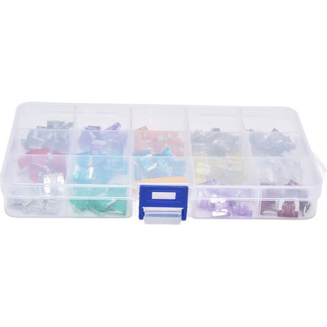 Packung mit 140 Aluminium-Flachsicherungen für Kraftfahrzeuge, Sortiment 5-30A MS, Fahrzeugersatzteile, Universalset. (1/5)