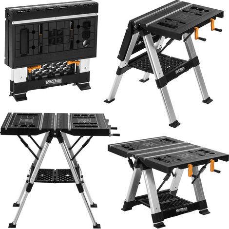 Klappbarer Arbeitstisch mit Klemmfunktion, robust, 350 kg, 84 x 81 x 63 cm, Kraft&Dele (1/5)