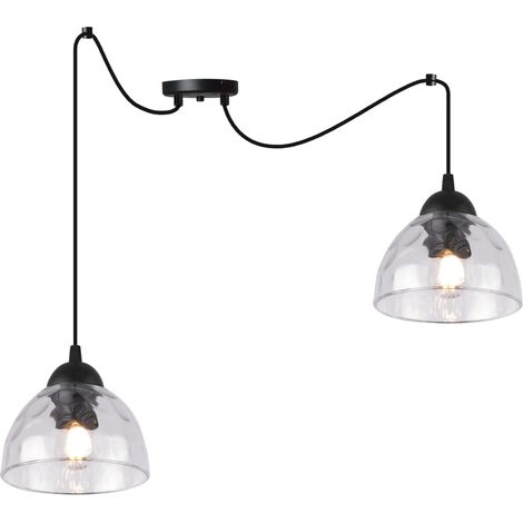 Suspension araignée Venice à 2 lampes, abat-jour incolores E27 (1/5)
