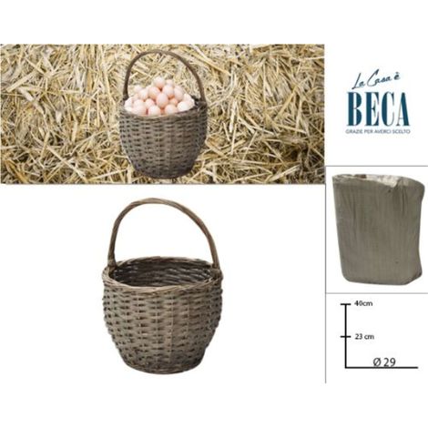 Paniere Vimini Grigio 29X23X40 Cm 77671