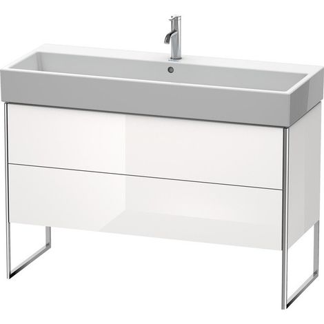 Duravit XSquare Vanity unit verticale 118,4x 46,0 cm, 2 cassetti, per lavabo Vero Air 235012, Colore (anteriore/corpo): Laccato lucido giada - XS447700303