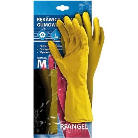 Guantes protectores de goma con forro flocado, color amarillo, talla M.