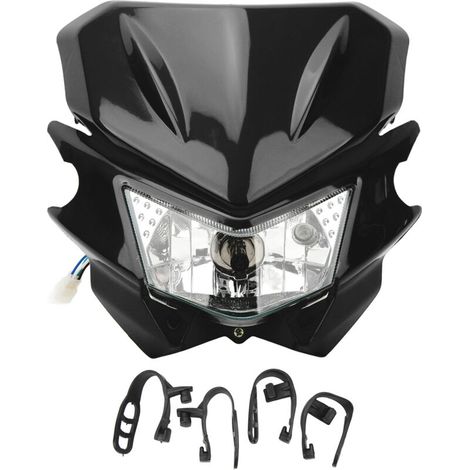 Jeffergarden Phare avant de moto H4 Interface LED phare DRL étanche pour KLX 110 125 150 230 250 300 450R CRF WRF DC12V noir-DOU