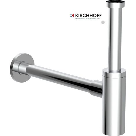 Siphon Kirchhoff Design, bonde de lavabo, raccord de vidange pour lavabo, piège à odeurs avec ouverture de nettoyage, siphon à bouteille, chromé (1/5)
