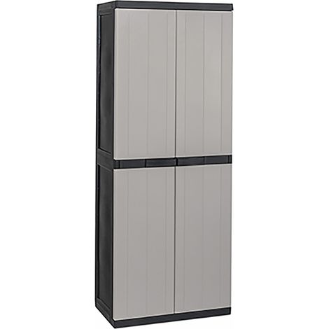 Armoire d'atelier PVC 2 portes 165 cm – Écologique en matériaux recyclés – Capacité de charge 20 kg par étagère – Verrouillage avec cadenas – Toomax