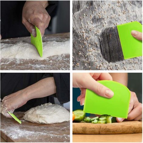 Grattoir à Pâte, 3pcs Corne de Pâtisserie, Coupe-Pâte en Plastique et Acier Inoxydable pour Cuisine, Pâtisserie, Crêpes (1/5)