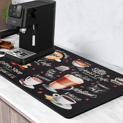 Abtropfmatte für Kaffeemaschine, saugfähige Matte, 40 x 50 cm, Küchenmatte mit rutschfester und schmutzabweisender Gummisohle, ideal für Kaffeemaschine, Küche, Waschbecken, Badezimmer oder Arbeitsplat (1/5)