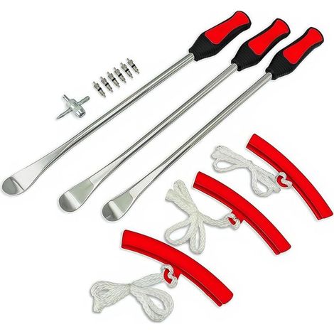 Démonte-pneu moto 15 pouces (38 cm) - Lot de 25 pièces avec protections jantes et sac - Outil démontage pneus vélo voiture quad (1/4)