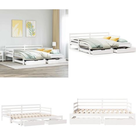 vidaXL Tagesbett Ausziehbar mit Schubladen ohne Matratze Weiß 90x200cm