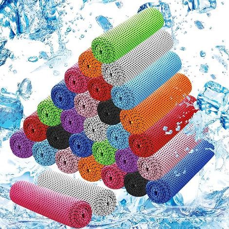 Serviette Rafraîchissante - Microfibre - 40 x 12 Pouces - Pour Cou Et Visage - Usage Sportif Et Extérieur - Lot De 30 (1/3)