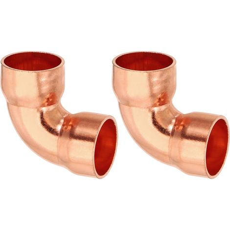 2pcs Raccord Coudé en Cuivre 90°pour Tuyaux Gaz, 15mm Raccord Tuyau d'Arrosage Durite Essence, Raccords Tuyauterie à Pression pour HVAC Climatisation Plomberie, Épaisseur 1.5mm (1/5)