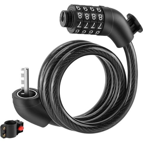 Antivol de vélo WEST BIKING, câble en acier 920 mm, cadenas à combinaison à quatre chiffres (1/5)