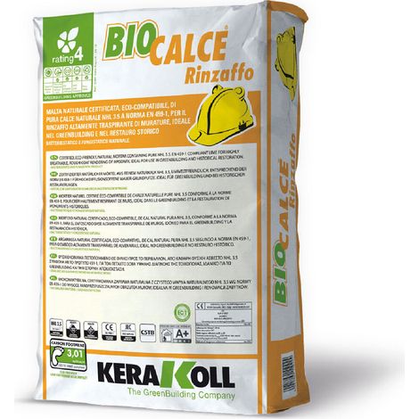 Biocalce rinzaffo kg. 25 kerakoll malta naturale certificata eco-compatibile