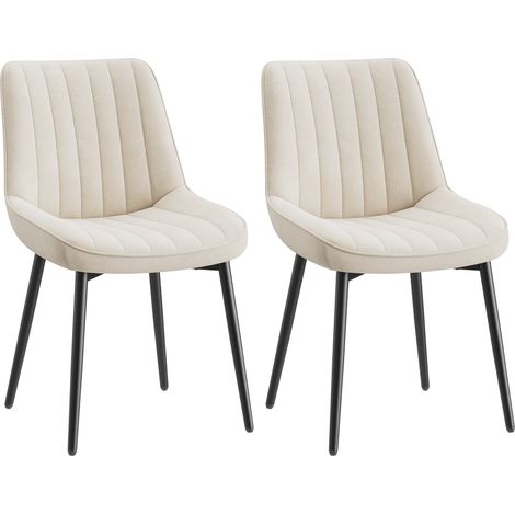 Colamy – Lot de 2 chaises modernes en métal et tissu – Assise ergonomique avec mousse haute densité – Pour salle à manger, cuisine, salon (1/5)
