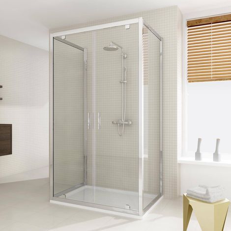 Box doccia 3 lati battente vetro trasparente h 198 cm mod. Cristal Trio 2 Ante 80x130x80 cm rettangolare