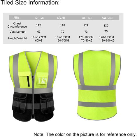 Gilet de sécurité réfléchissant haute visibilité, vêtements de travail multi-poches, vêtements de travail de sécurité de jour et de nuit, gilet d'avertissement de cycle de moto (1/5)