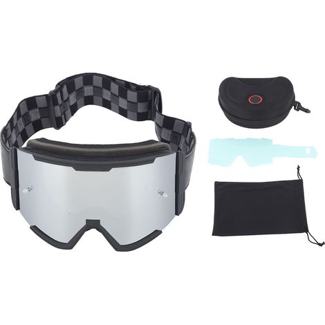 Lunettes de sport anti-poussière et anti-vent pour homme femme, monture noire, verre argenté, protection oculaire pour moto et activités extérieures. (1/5)