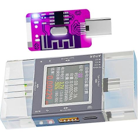 Multifunktionales USB/Typ-C-Testgerät mit Digitalanzeige, Spannungs- und Stromüberwachung, Wattmeter, PD3.0-Schnellladefunktion und Bluetooth-Modul (1/5)